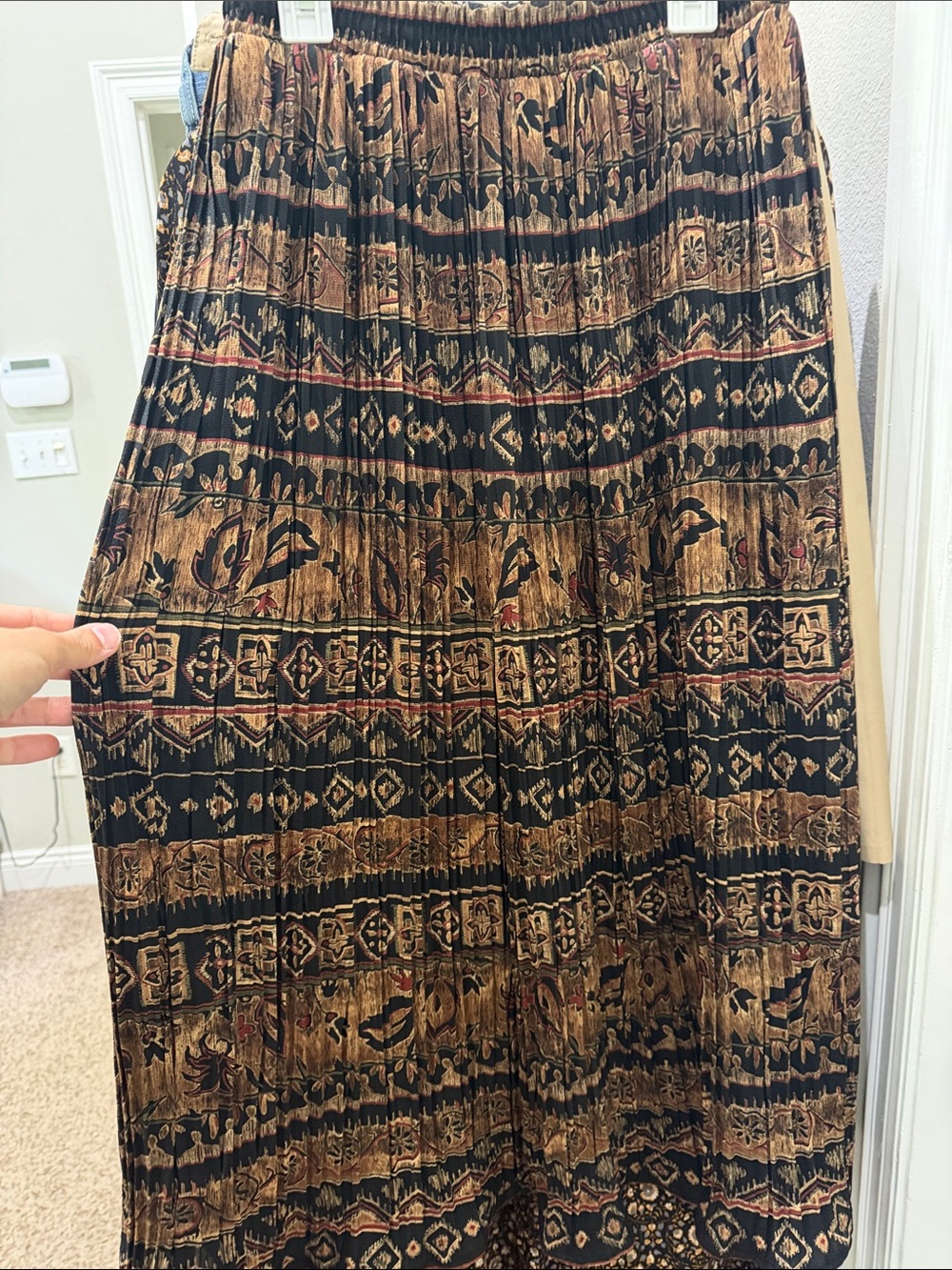 Bohemian Black and Brown Patterned Maxi Skirt